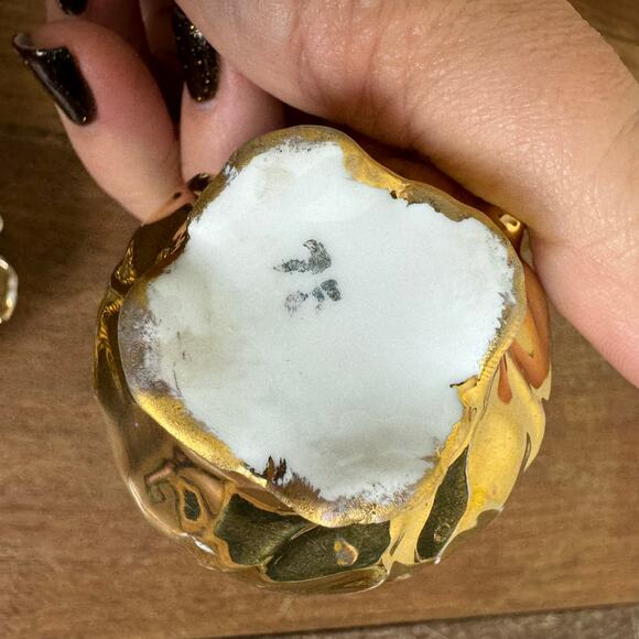 Vintage Porcelain‎ Gold 2 Tea cup & saucer Set MINI Children's or demitasse - Picture 10 of 14